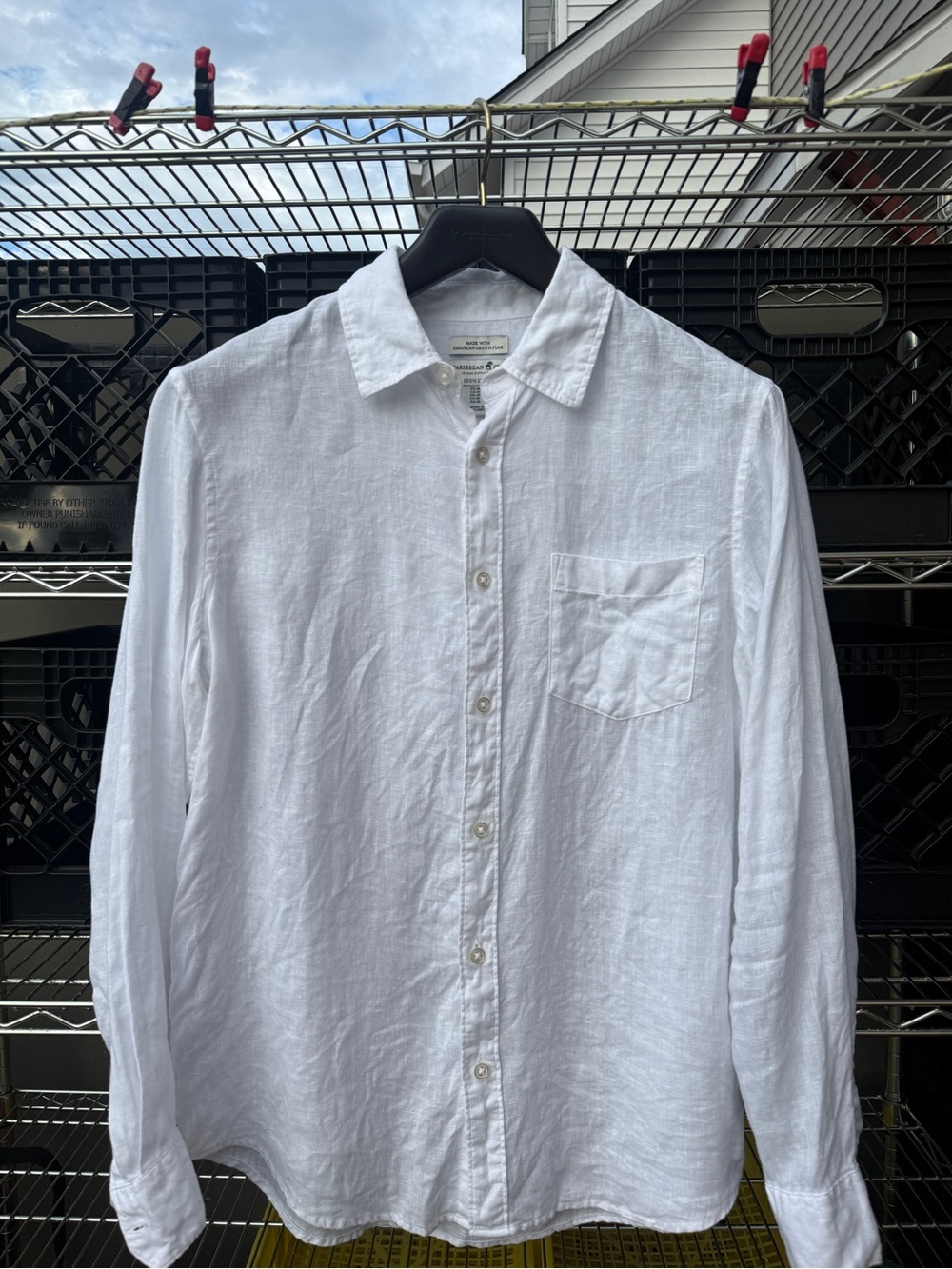Caribbean Joe White 100% Linen Casual Button-Down Shirt - Picture 2 of 3